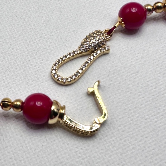 SOLD.  Handmade, Beadded, Red Coral Necklace, 18K gold plated findings, - Picture 6 of 10